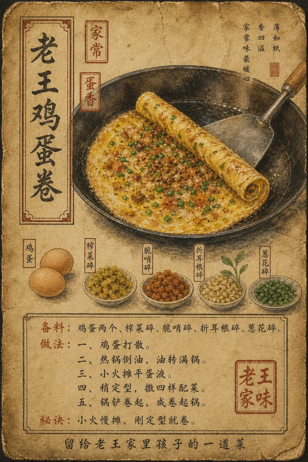 老王家老王鸡蛋卷菜谱图
